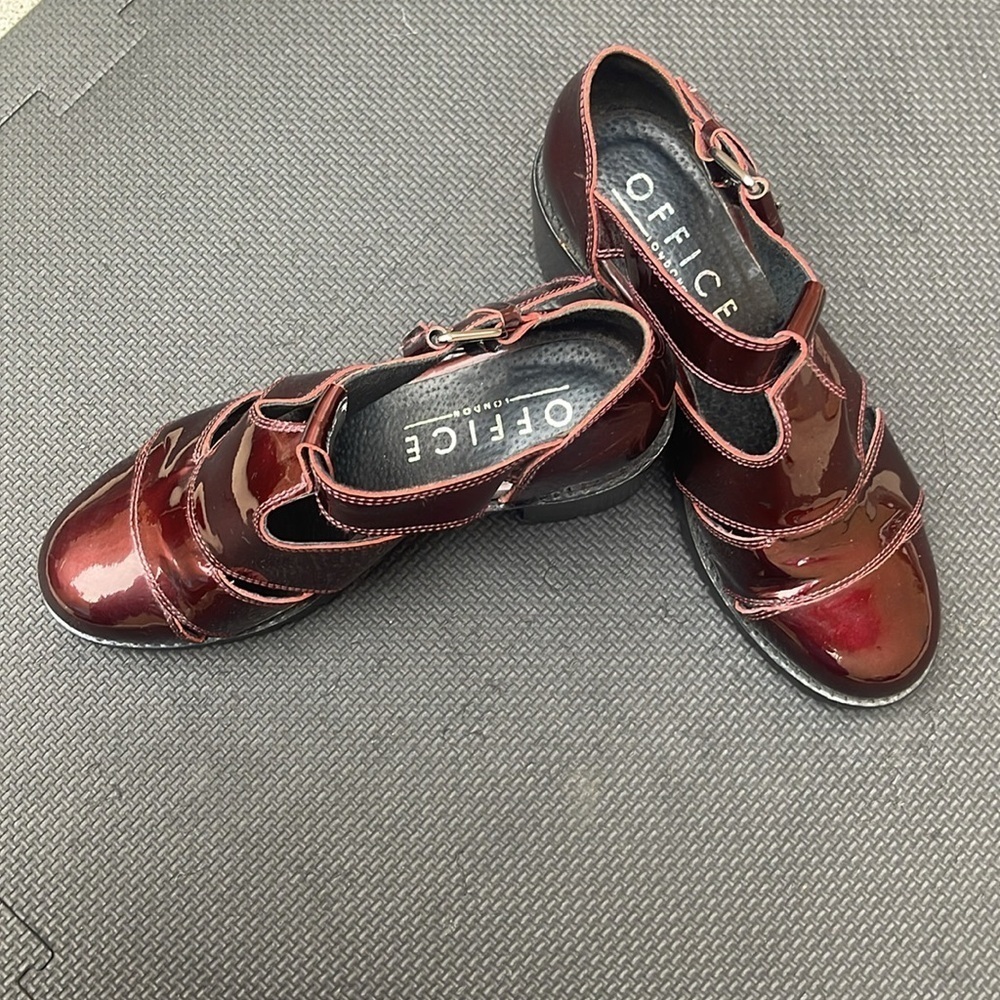 Office London Burgundy Patent Leather Heels Size 38|7 - Picture 3 of 8
